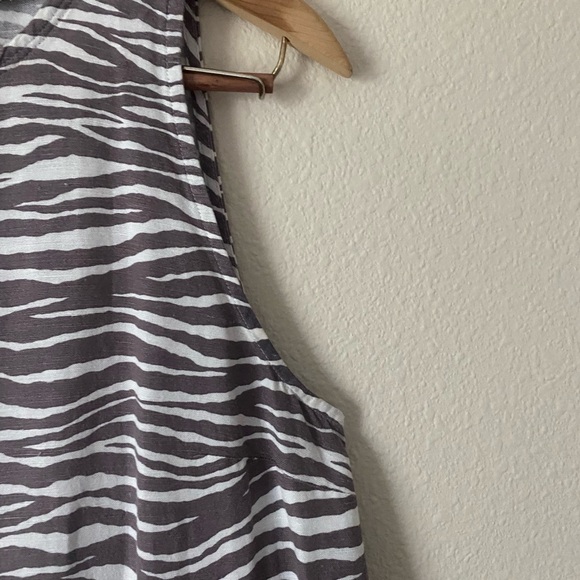 Loft Women’s Sleeveless Zebra Print Linen MidLength Dress White&Brown Size 8 - Picture 6 of 16